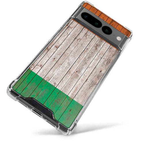 Ireland Flag Dark Wood Google Pixel 7 Pro Clear Case